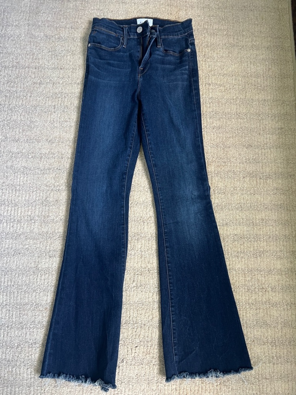 Frame Denim Dark Blue High-Rise Flare Jeans